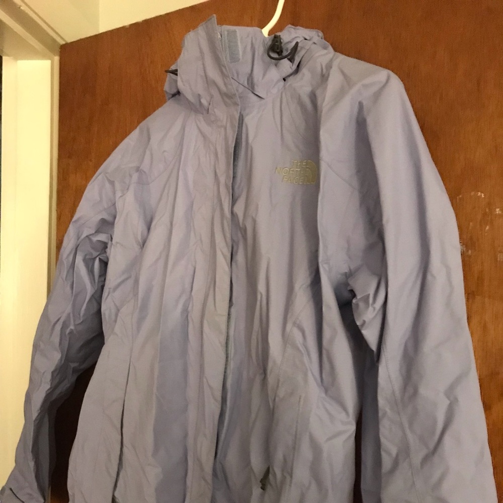 Medium periwinkle blue North face rain coat